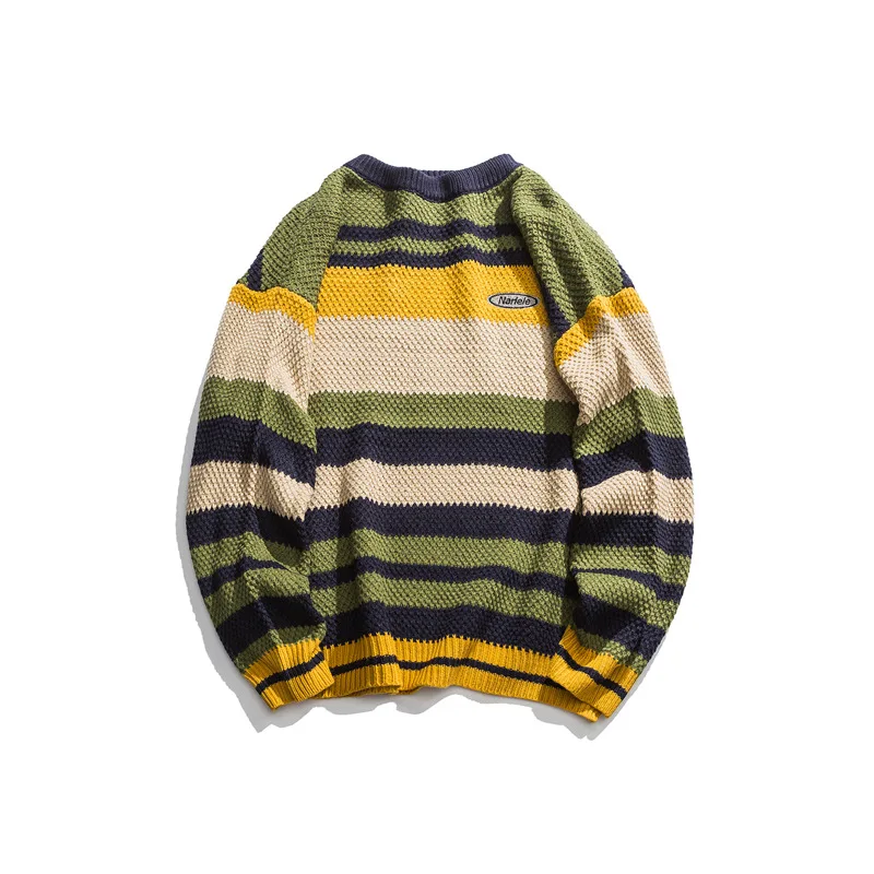 

Undefined Sweater Men Autumn Winter Hip Hop Streetwear Men stripe sweater Pullover O-neck Oversize Fashion Couple Male Sweaters