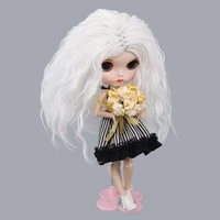 aidolla blyth dolls wig long curly hairs white high temperature fiber doll accessories for diy bjd doll toys gift
