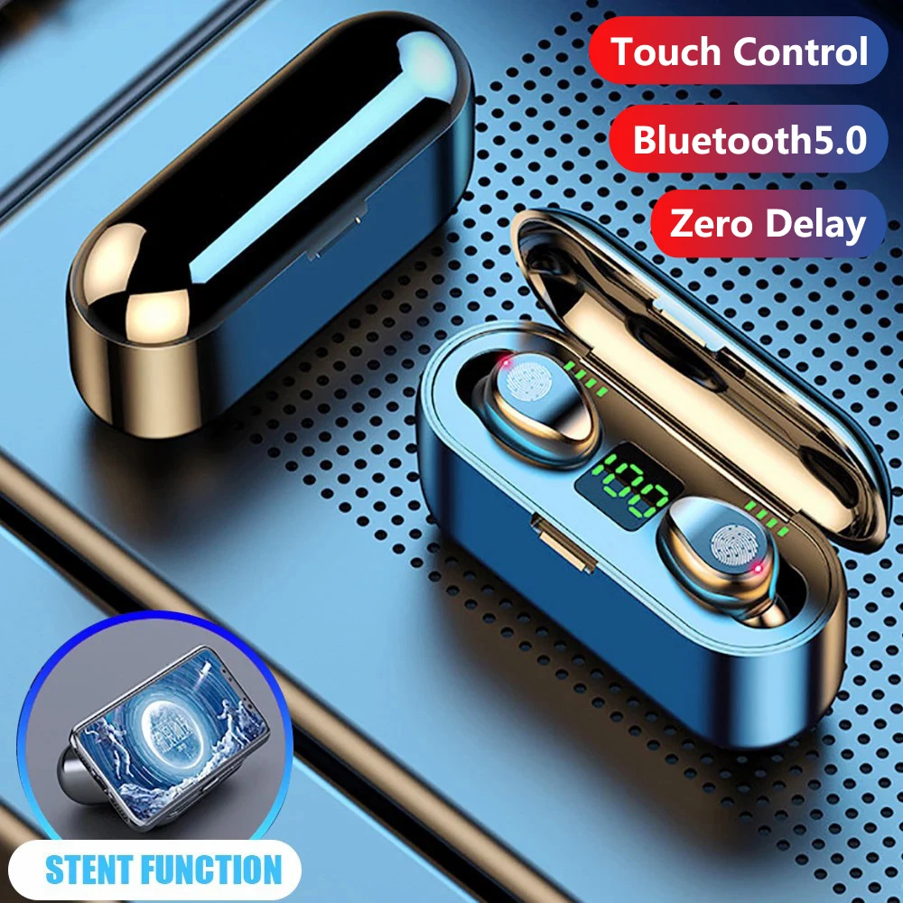 

TWS Bluetooth 5.0 Wireless Earphones Earbuds Sports 2200mAh Charging Box Waterproof 9D HiFi Stereo Wireless Bluetooth Headphones