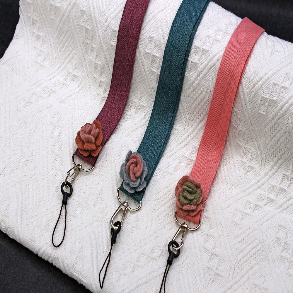 

Mobile Phone Strap Wrist Straps Flower Blue Pink Red Antilost Lanyard Hanging Neck Rope Hanging Xiaomi Bracelet Cordon Telephone