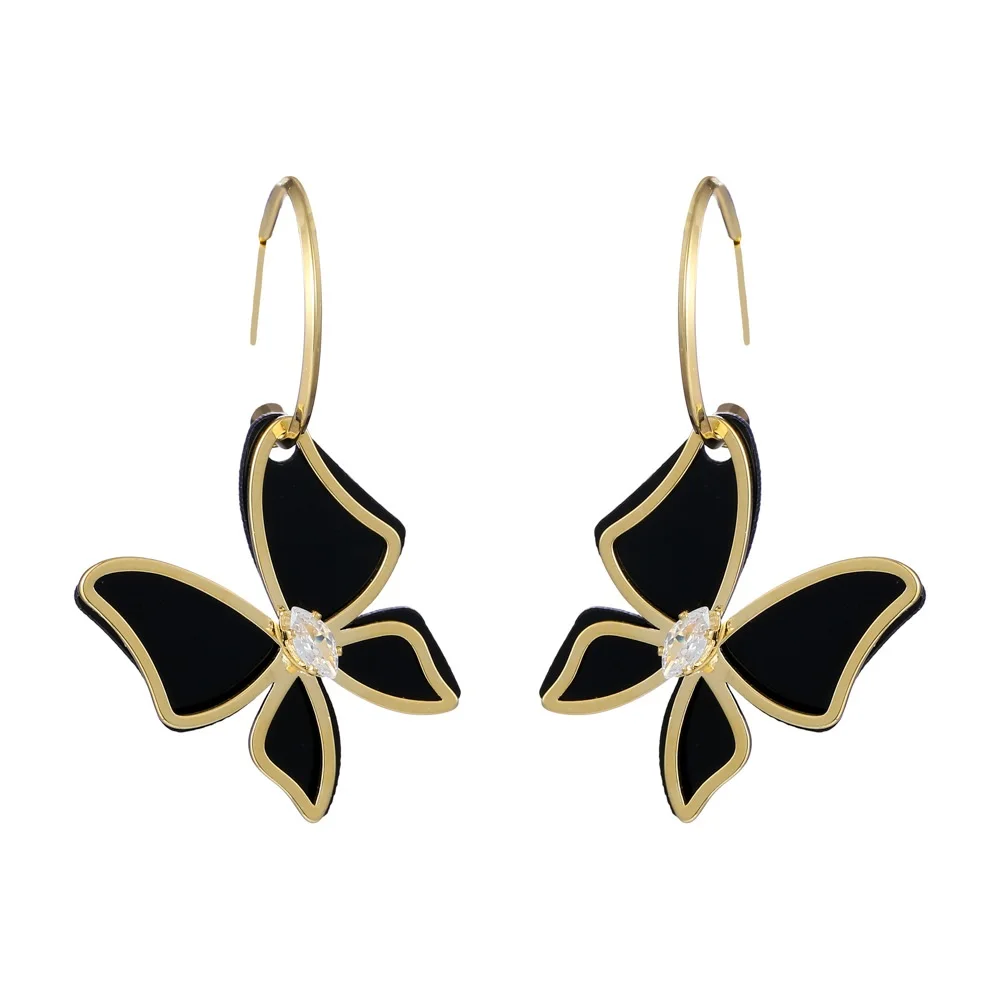 

Индивидуальные креативные акриловые серьги с бабочками и маленькими цветами для женщин, модные и красивые украшения