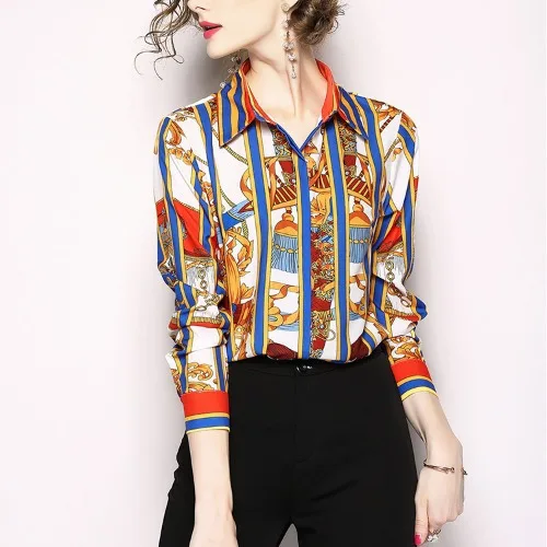 

Floral Printing blouse women Long Sleeves Spring Autumn blusas de mujer Colorful Elegant chemisier femme Casual top mujer shirts