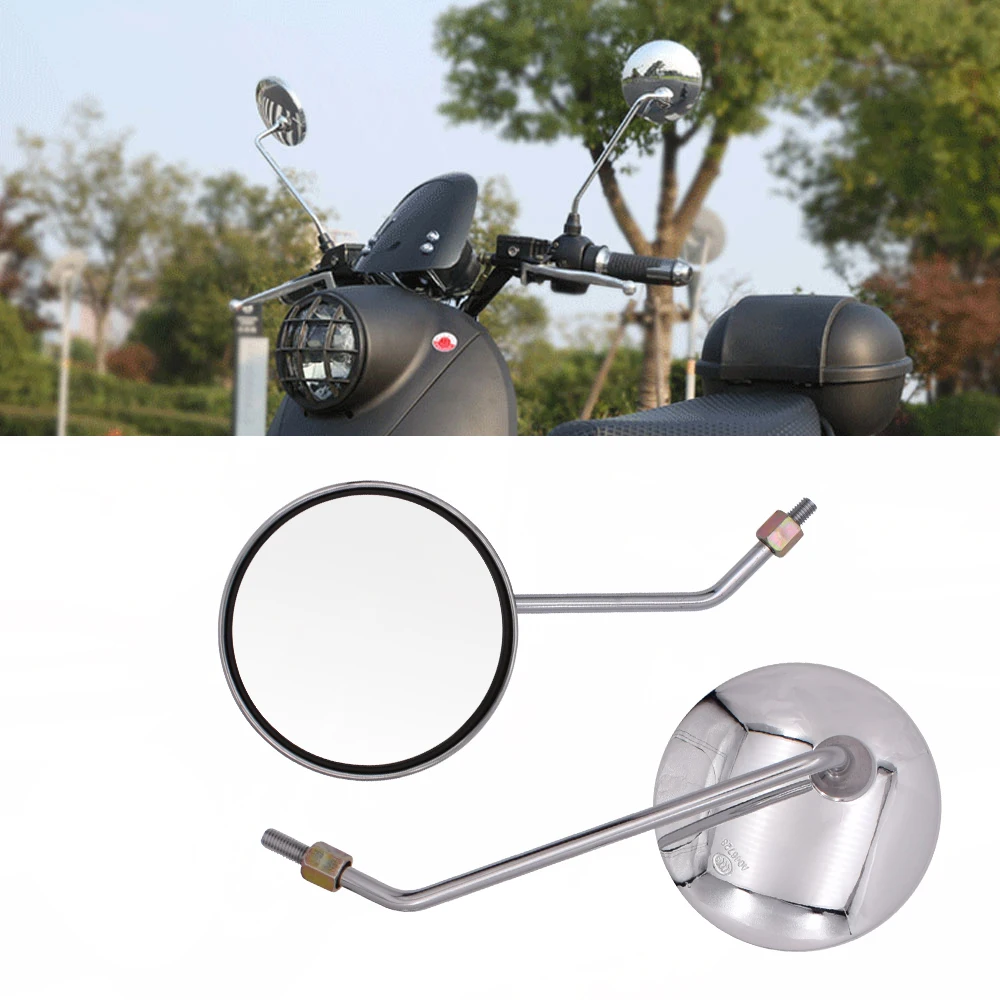 

Big Vision Universal Motorcycle Rear View Mirror Electric Bicycle 4.3 Inch Chrome Round Mirror Moto Side Mirrors Free Shipping