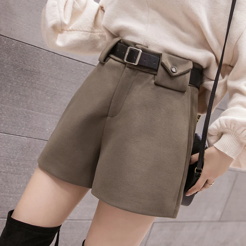 KINOMI Осень Зима шерстяные женские шорты трапециевидной формы корейский стиль