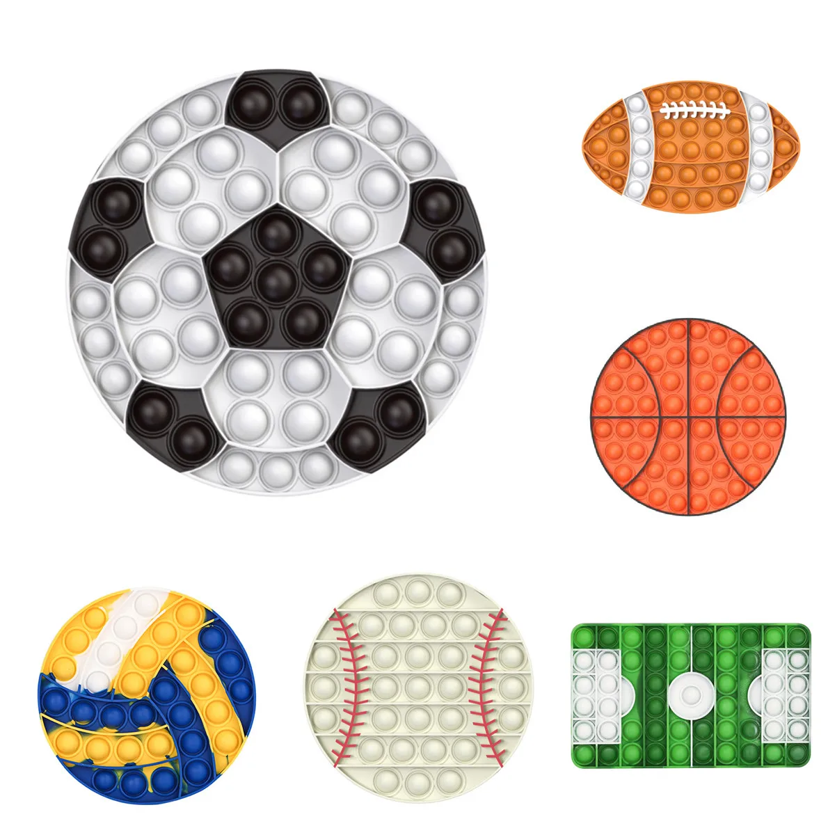 

Sport Football Basketball Pops Bubble Fidget Toys Pop Its Autism Stress Reliever Toys for Kid Simple Dimple Rugby Relax Game Toy