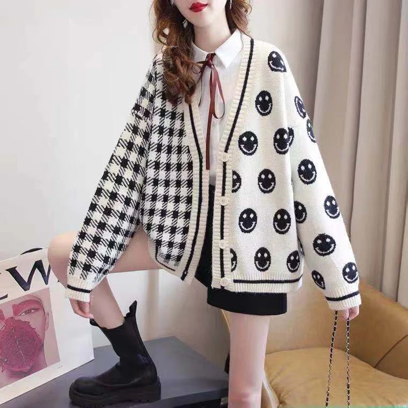 Женский осенний кардиган свободный свитер в Корейском стиле иностранном для