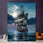 Картина из страз парусное море 5d сделай сам, закат, пиратский корабль, Алмазная мозаика, вышивка крестиком, алмазная вышивка, круглые квадратные камни GG4884