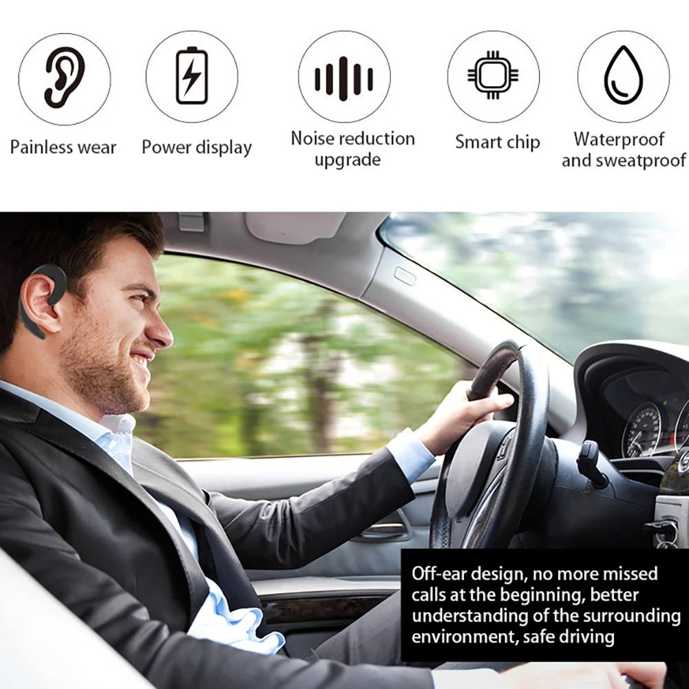 Беспроводные Bluetooth наушники с ушным крючком безболезненная Гарнитура костной