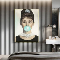 famous star posters audrey hepburn bubblegum wall art posters and prints canvas painting print wall pictures for girl room decor