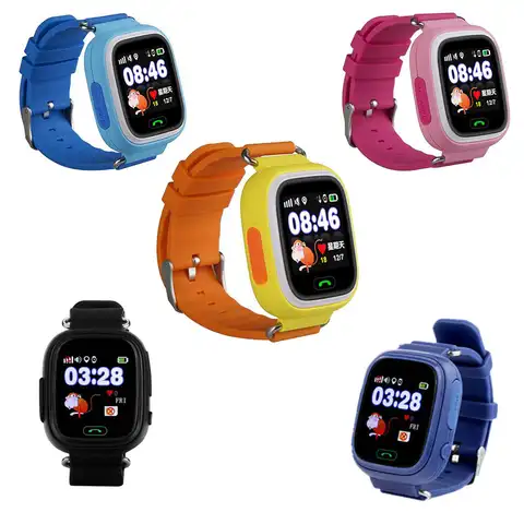 Детские Смарт-часы Q90 с GPS, дисплеем 1,22 дюйма, кнопкой SOS и WIFI