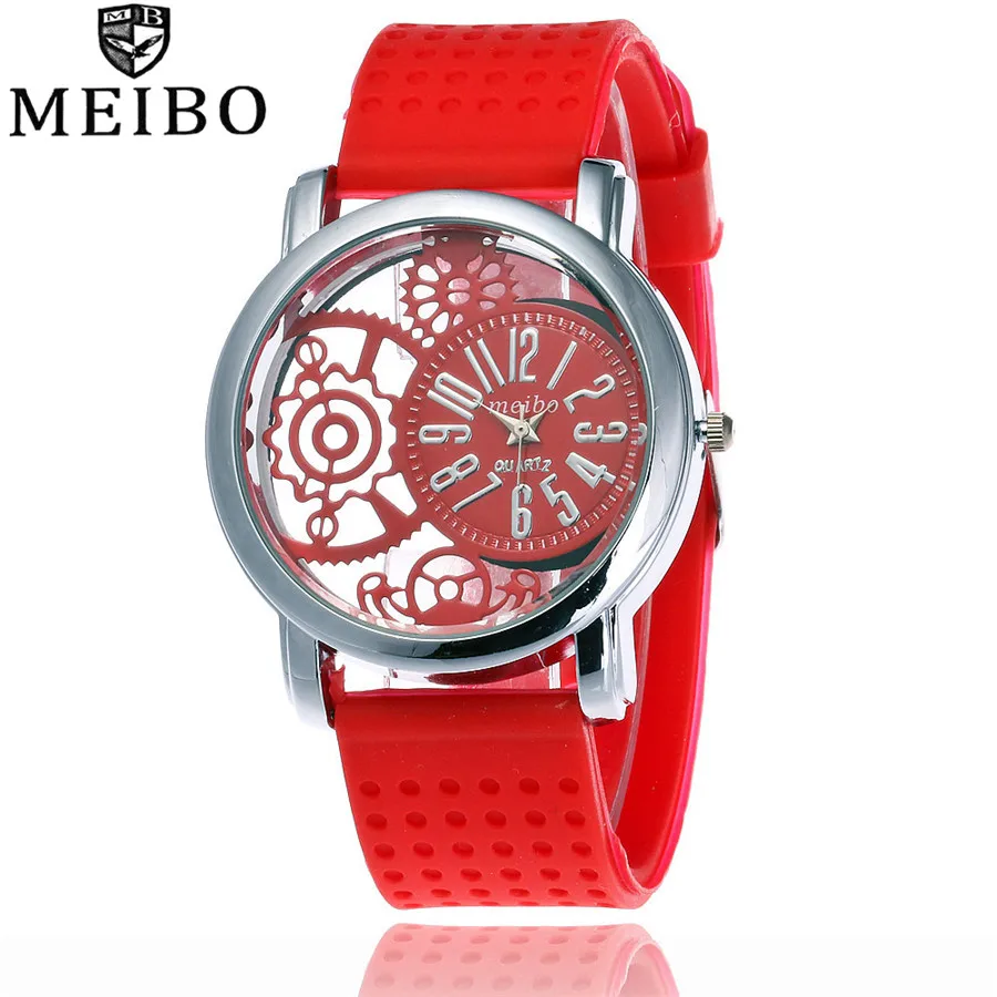 

MEIBO Brand Fashion Silicone Rubber Watch Casual Women Dress Quartz Watches Relogio Feminino Clock Hot Selling