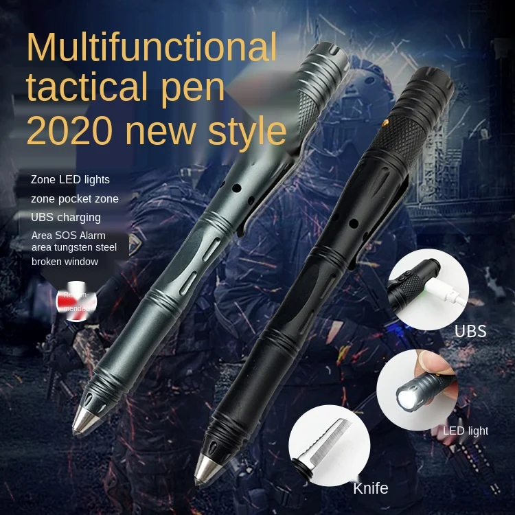 

New stype Multifunctional anti-wolf tactical pen outdoor survival car broken window escape tungsten fountain pen emergency