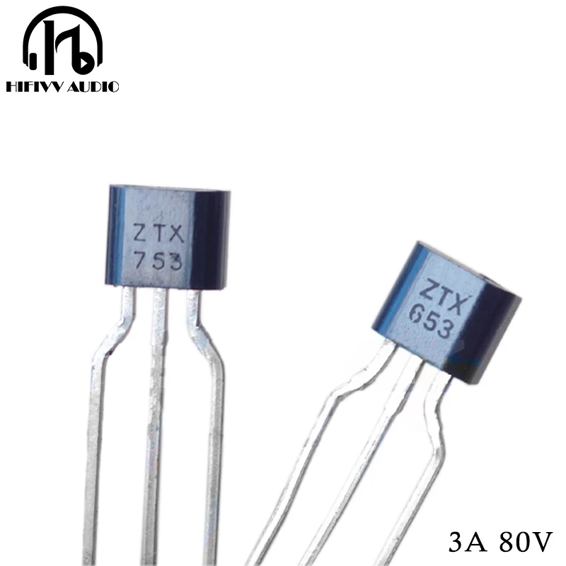 

Новый оригинальный ZTX653 ZTX753 ZTX653/753 3A 1 Вт 80 в IC Триод hifi audio усилитель предусилитель много ZTX653 + ZTX753
