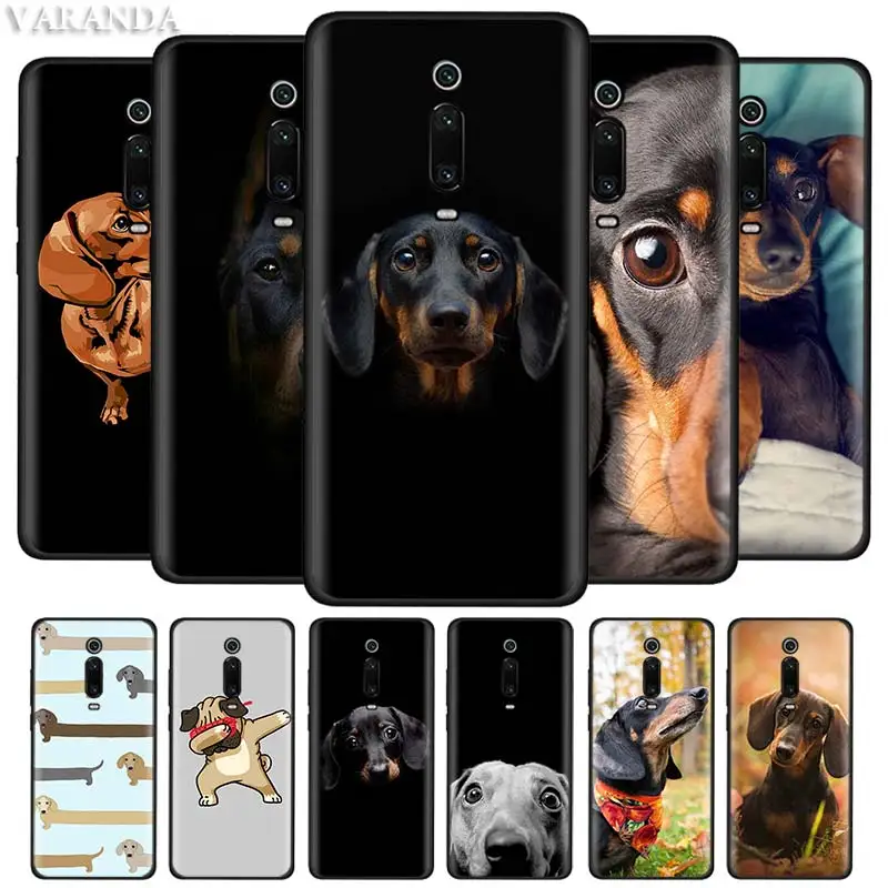 Симпатичные чехлы с собаками такса для Xiaomi Redmi Note 8 8T 7S 7 6 K20 Pro 8A 7A 6A черный мягкий