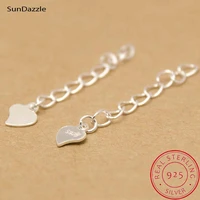 5pcs genuine real solid 925 sterling silver extension chains necklace bracelet extended tail chain heart diy jewelry findings