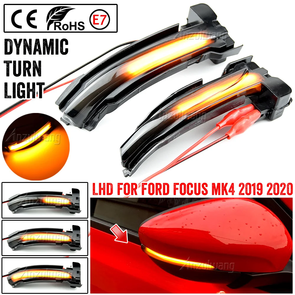 

LHD Dynamic Turn Signal Light LED Side Mirror Sequential Indicator Blinker For Ford Focus 4 MK4 2019 2020