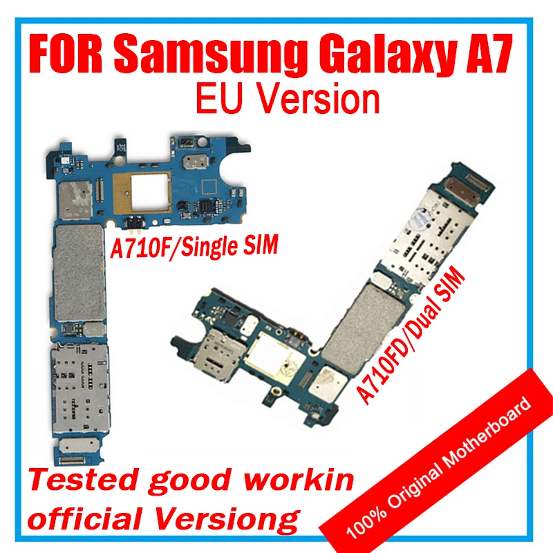 For Samsung Galaxy A7 A710F A710FD Motherboard Ed Android Installed 4G Card Single SIM Dual | Мобильные телефоны и