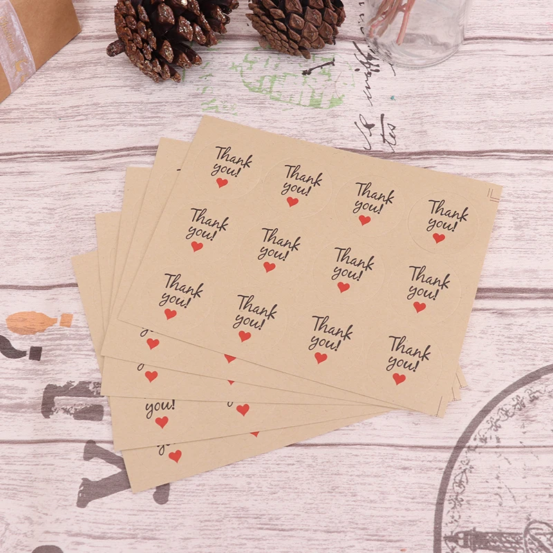60Pcs &quotThank You&quot Craft Packaging Seals Round Natural Kraft Sealing Sticker Label Gift For DIY Wedding Party Decoration | Дом и сад