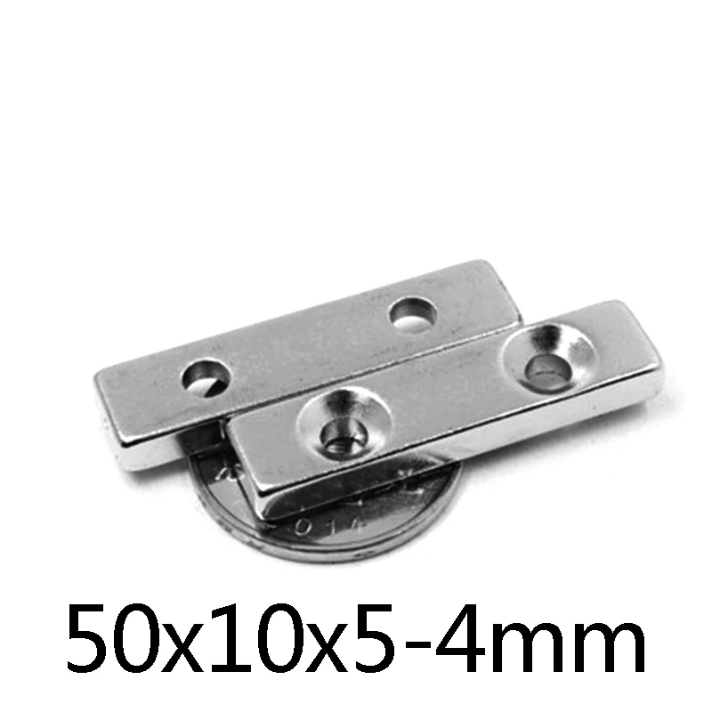 

Магнит редкоземельный NdFeB N35, 2-100 шт., 50x10x5-4 мм, 2 отверстия, 4 мм, блок магнитов, мощный магнит 50*10*5-4 мм
