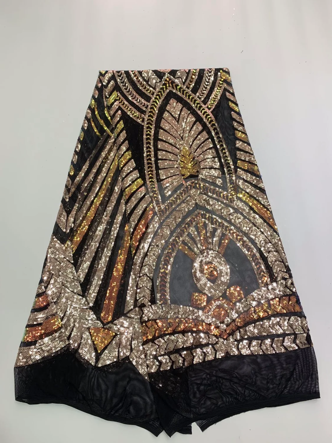 Золотая роскошная кружевная ткань с блестками французский ручной работы