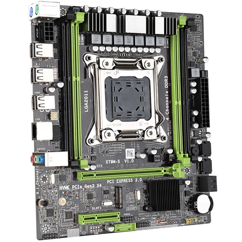 X79 M2 материнская плата LGA2011 M ATX USB2.0 PCI-E NVME M.2 SSD поддержка памяти REG ECC и процессор Xeon