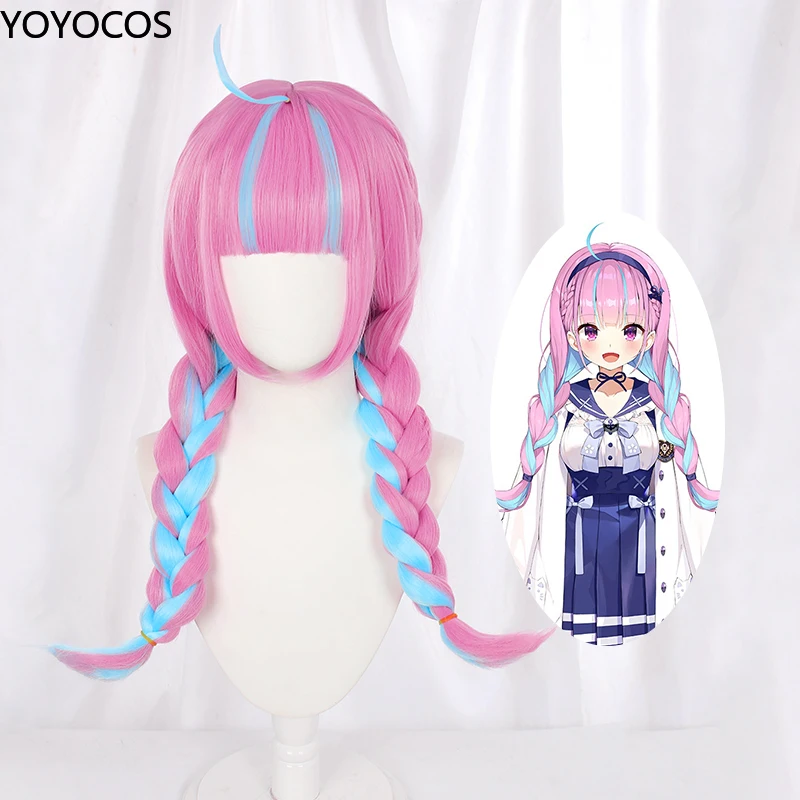 

Hololive Minato Aqua косплей парик Розовые Смешанные синие косы длинные волосы карнавал Хэллоуин вечерние НКА термостойкие синтетические волосы + с...