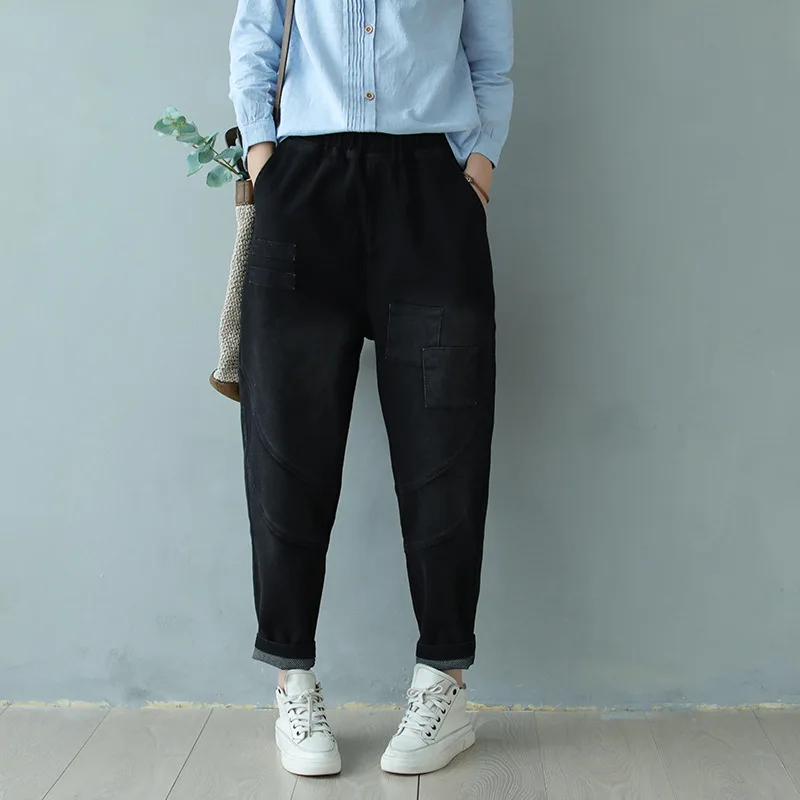 2020 весенние джинсы в стиле ретро женские свободные повседневные джинсовые штаны