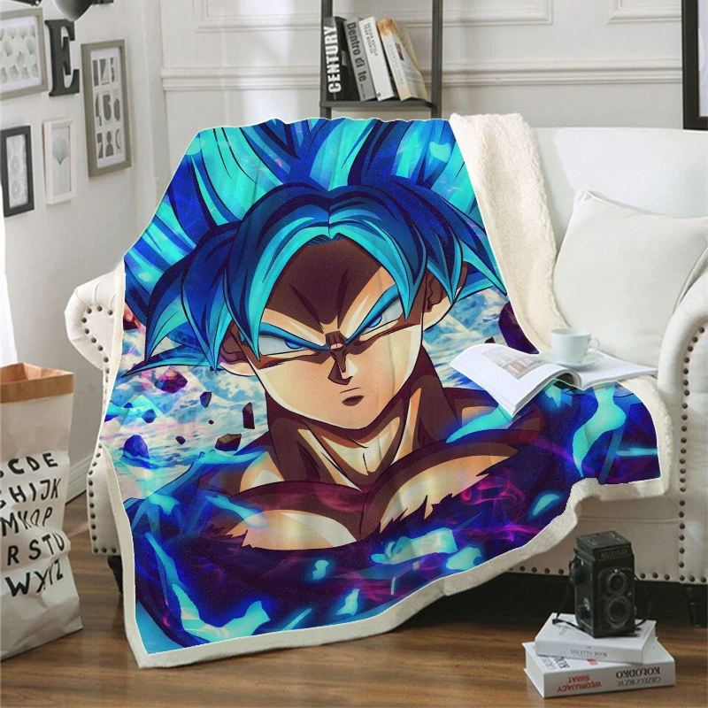 

Одеяло в стиле аниме Goku, Двухслойное толстое покрывало с 3D-принтом для кровати, походов, пикника, покрывало