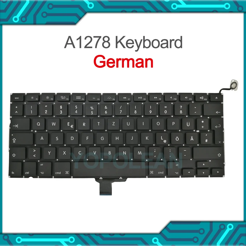 

Новая немецкая сменная клавиатура для Macbook Pro 13 "A1278 2009 2010 2011 2012 года