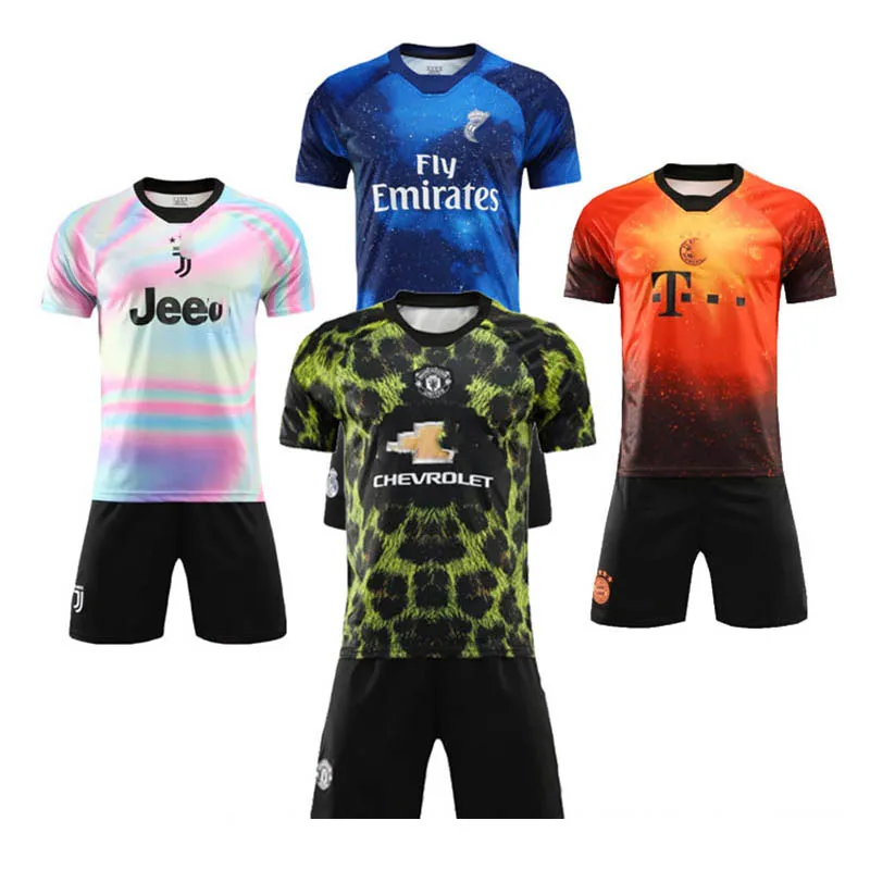 

European size Commemorative edition soccer jersey suit rainbow jersey starry sky soccer jersey Messi Adult Child Soccer Clothes