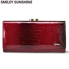 Женские кошельки из лакированной кожи крокодила, модный красный длинный Дамский кошелек, клатч, сумка для телефона, брендовый дизайнерский женский кошелек