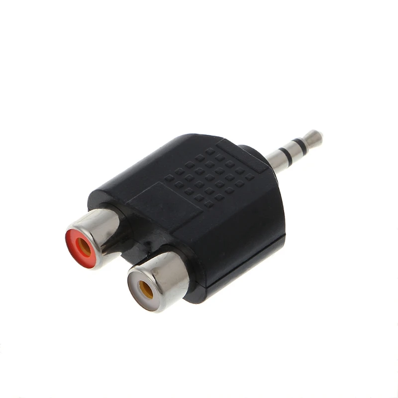 Позолоченный 3 5 мм стерео аудио штекер к 2 RCA Женский Разъем Y разветвитель