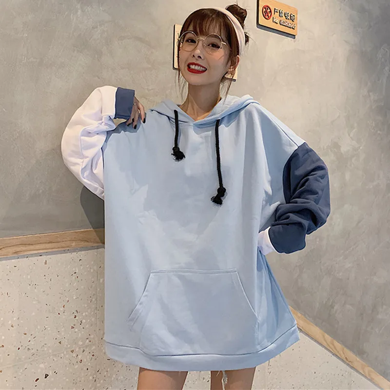 

Women Loose Hoodie Sweatshirt Hooded Korean Style for Ladies Ulzzang Harajuku Hoddie Long Sleeve Big Size Clothes Spring