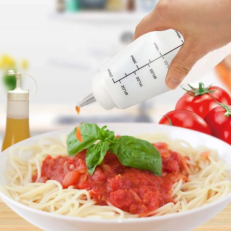 

Sauce Bottle Dispenser High Quality LDPE Materials Safer Healthier Clear Easy Squeeze Squeezy Restaurant Sauce Bottle Dispenser