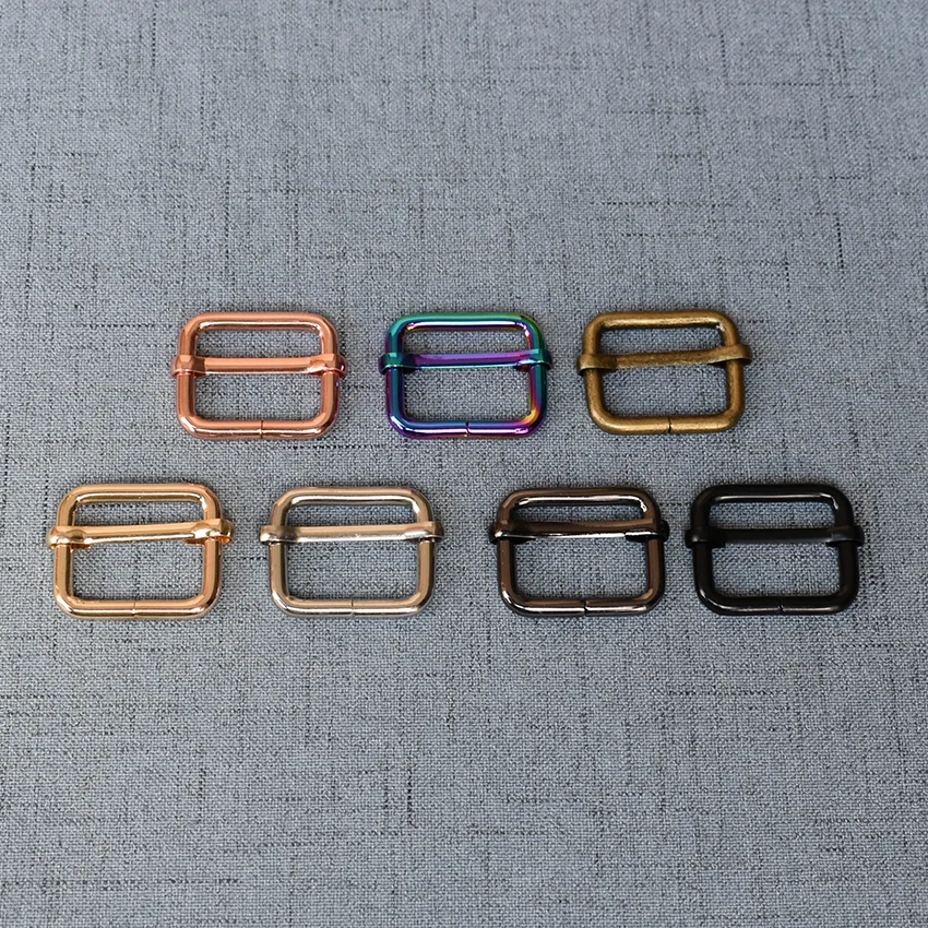 1 Pcs/Lot 25mm Metal Thickness Shoulder Leather Bag Strap Belt Web Rectangle of 7 different colors Slider Adjustable Buckle