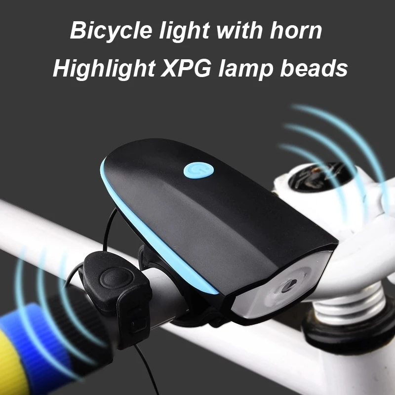 

Bicycle Headlight with Super Loud Bike Bell Horn 120 DB Waterproof 3 Modes USB Rechargeable Bicycle Front Light