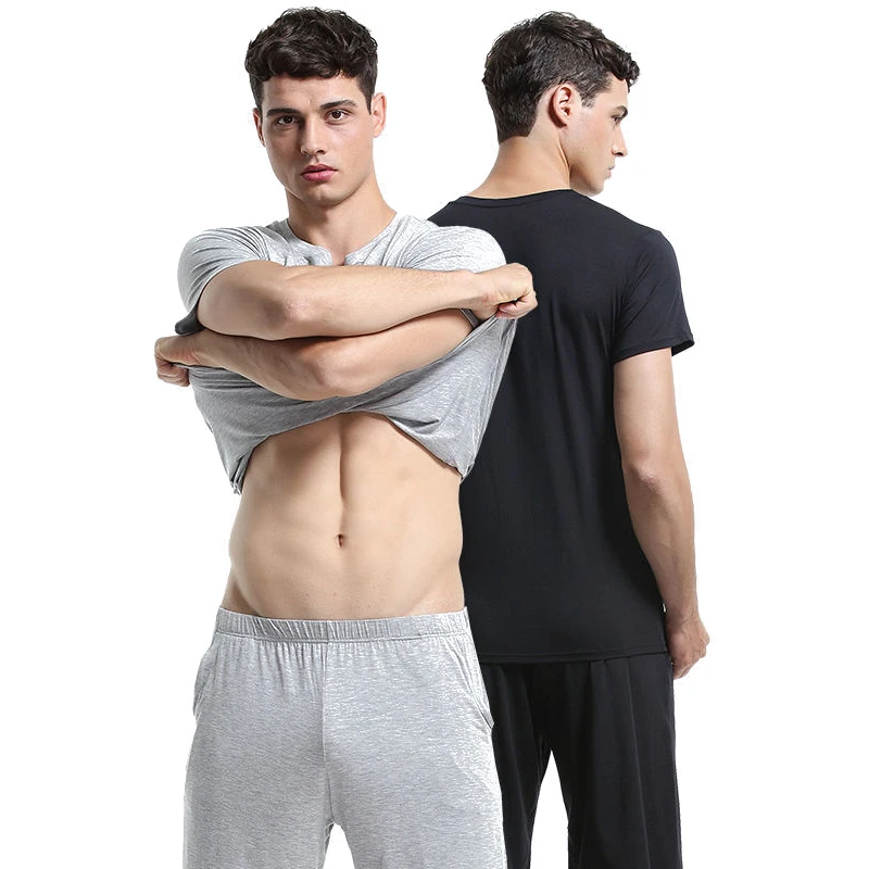 Мужская домашняя одежда для отдыха комплект из Tencel модала натуральный Гладкий