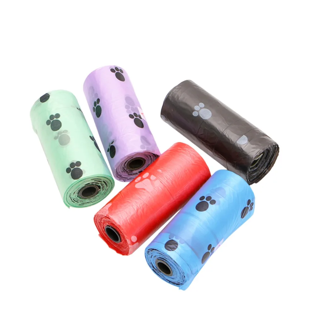 NEW Multicolor 1Roll/15PCS Pet Dog Waste Poop Bag Poo Printing Degradable Clean-up | Дом и сад