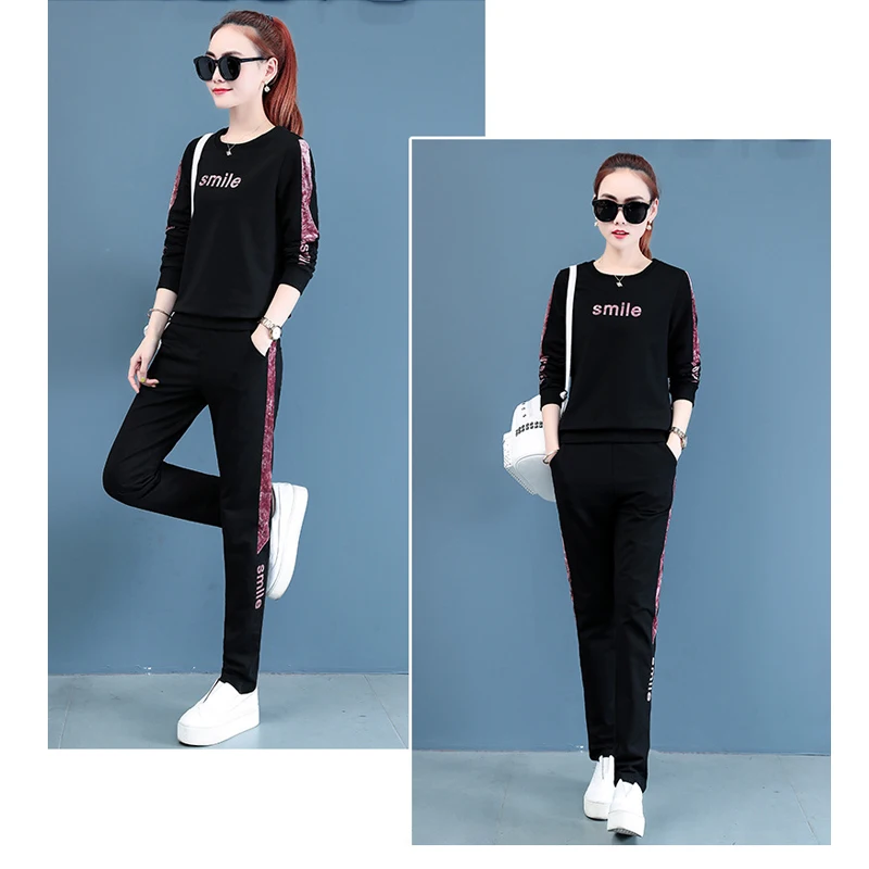 Женская одежда из двух частей размера плюс 4xl с круглым вырезом топ и штаны chandal