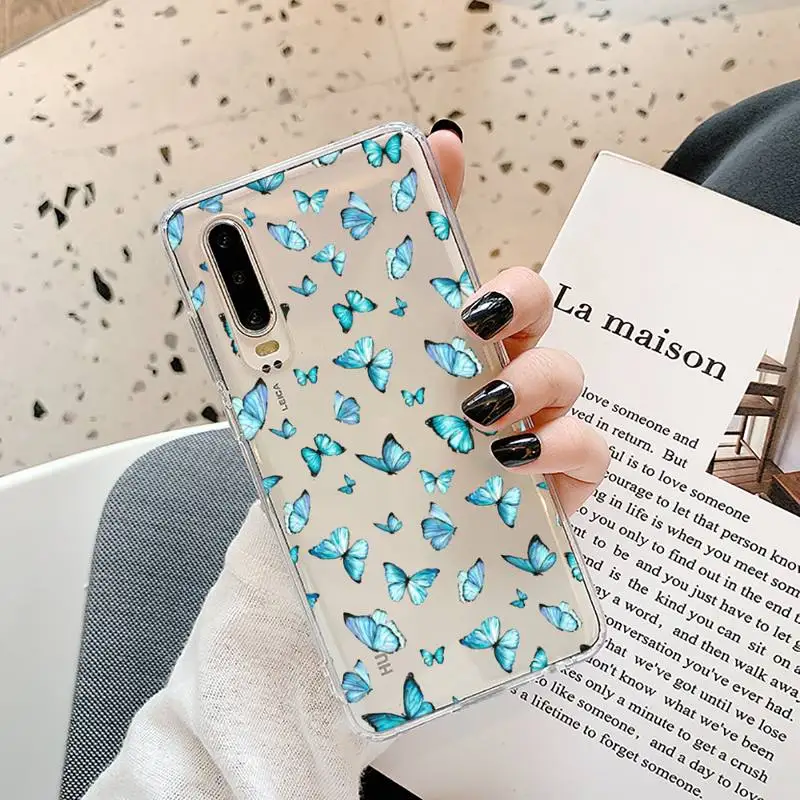 

Vintage Butterfly Fashion Phone Case Transparent for Samsung A71 S9 10 20 HUAWEI p30 40 honor 10i 8x xiaomi note 8 Pro 10t 11
