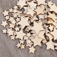 2021 natural wooden stars assorted size cutout discs for arts crafts diy decoration birthday wedding display decor wholesale