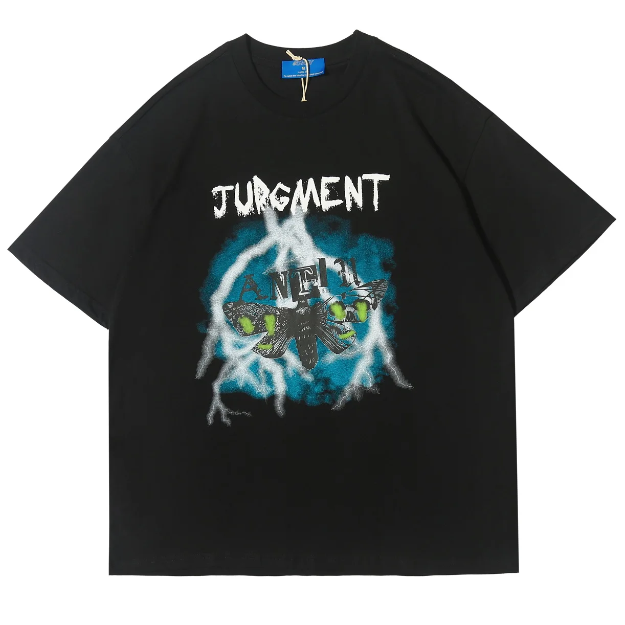 Мужская футболка с принтом молнии черная или серая большого размера в стиле