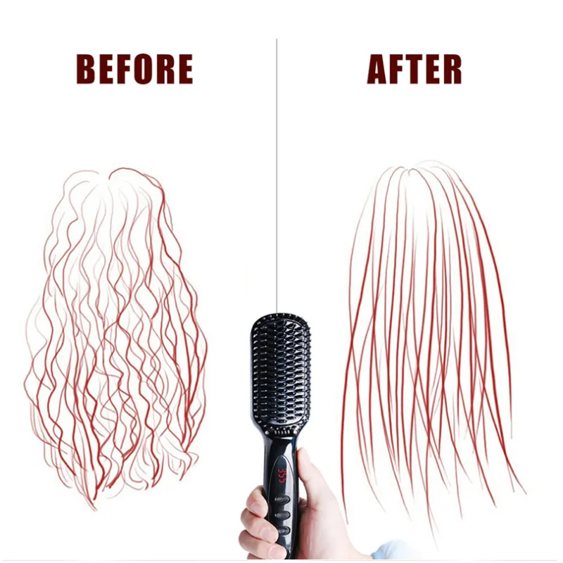 

Professional One Step Hair Dryer brush 2 in 1 straightener and curler Hot comb Curling iron beard straightener