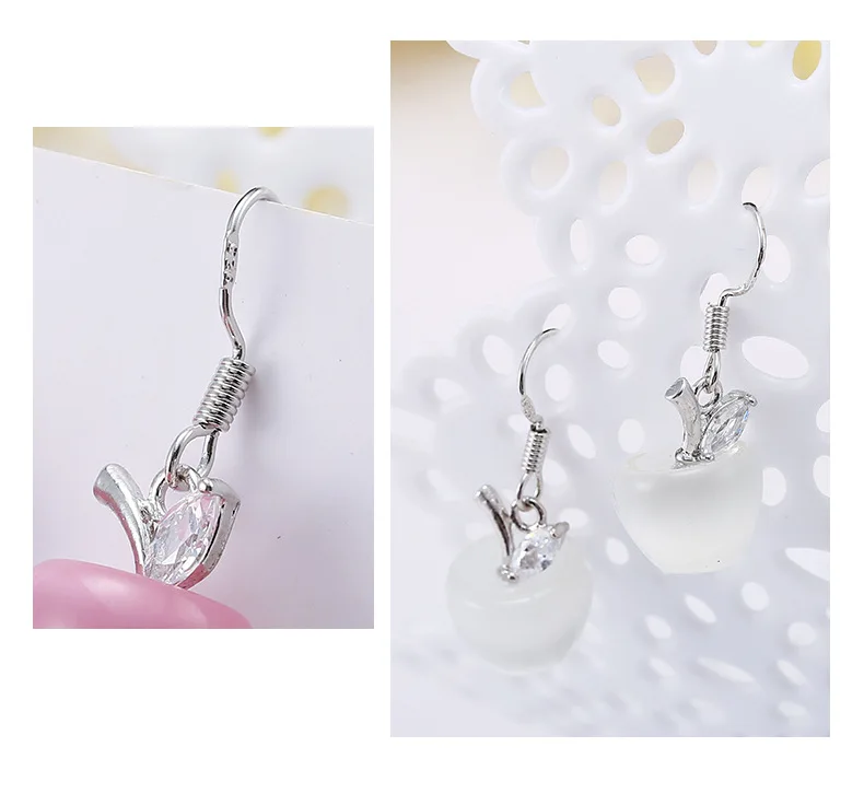 Fashion Boutique Cat Eye Apple Earrings for Women Accessories Crystal Jewelry Hot Lovely pendientes mujer moda Gift