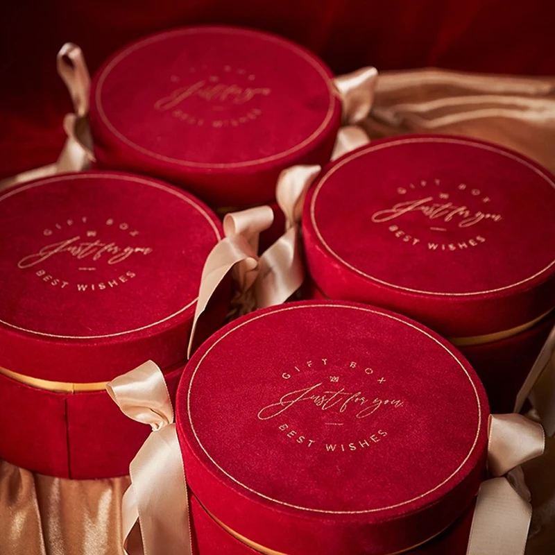 Романтическая круглая бархатная коробка детская Подарочная на день рождения