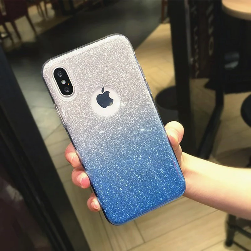 2 слойный ударопрочный чехол с блестками для iphone XR XS 11 Pro MAX X 6 7 6S 8 Plus 5 полный корпус