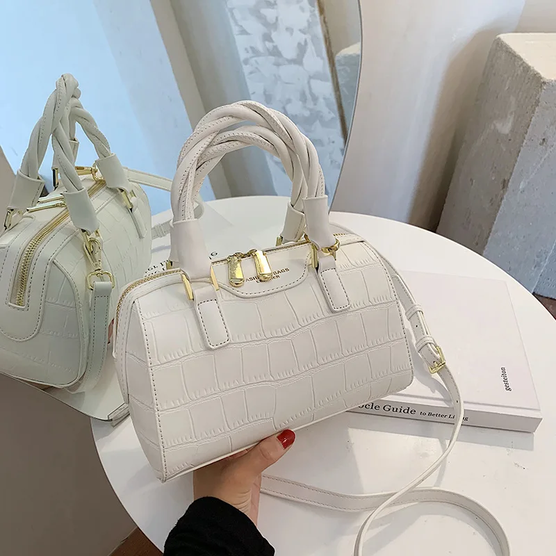 

Retro stone pattern handbag 2020 new brand designer wild texture handbag fashion lady PU leather shoulder messenger pillow bag
