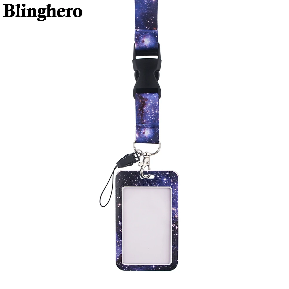 CB0187 Art Oil Painting Starry Sky Card Cover Credit Card Badge Holder Lanyards Nurse Name Tag ID Badge Holder Card Holder