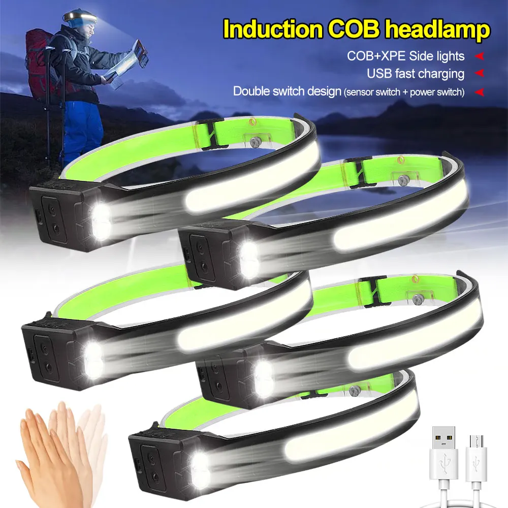 

Free Shipping COB LED Induction Riding Headlamp1200mAh USB Rechargeable Hunting Flashlight Work Light 3 Modes Head Lamp Torch