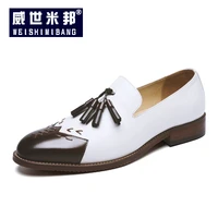 classical mixed color tassel oxfords mens casual fringe craved leather brogue shoes businessman